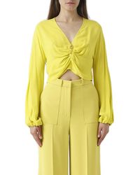 Elisabetta Franchi - Knot-detailed Cropped Blouse - Lyst