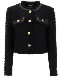 Versace - Cropped Jacket In Boucle Tweed - Lyst