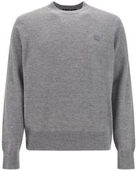 Acne Studios - Wool Knit Crewneck Pullover With Face Brand On The Chest - Lyst