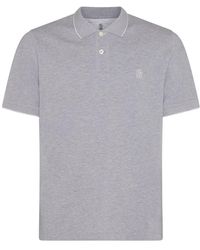 Brunello Cucinelli - Grey Cotton Polo Shirt - Lyst