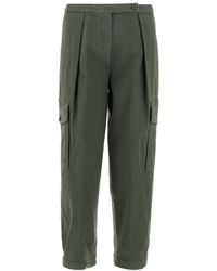 Aspesi - Cropped Buttoned Cargo Trousers - Lyst