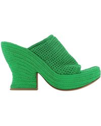 Bottega Veneta Mule Wedge Sandals - Green