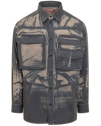DIESEL - Cargo Shirt With Creased Print - Lyst