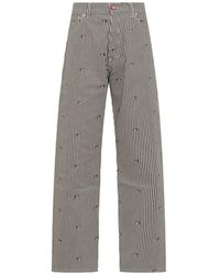 KENZO - Striped Straight-leg Trousers - Lyst