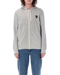 COMME DES GARÇONS PLAY - Zipped Hoodie With Black Double-heart Patch - Lyst