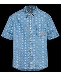 MCM - Monogram Short-Sleeved Denim Shirt - Lyst