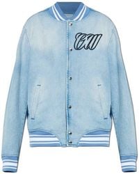 Off-White c/o Virgil Abloh - Denim Varsity Jacket - Lyst