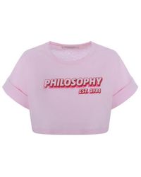 Philosophy Di Lorenzo Serafini - T-shirt Logo Cropped In Cotone - Lyst