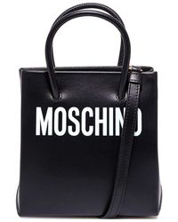 Moschino Logo Printed Tote Bag - Black