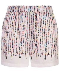 MSGM - Bead Printed Elasticated Waistband Shorts - Lyst