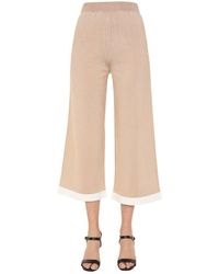 Boutique Moschino - Viscose Knit Cropped Pants With Contrasting Profiles - Lyst
