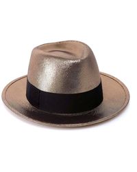 Saint Laurent Metallic Wide Brim Trilby Hat - Brown
