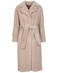 Herno - Belted Faux-fur Coat - Lyst