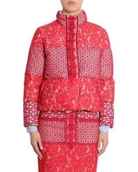 Boutique Moschino Short Down Jacket With Lace Patchwork - Red