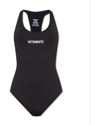 Vetements - Logo Printed One Piece Swimsuit - Lyst