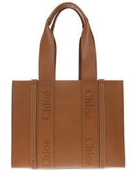 Chloé - Chloé Leather Woody Tote Bag, Medium Size - Lyst