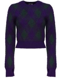 Burberry - Cropped Sweater In Argyle Wool - Lyst