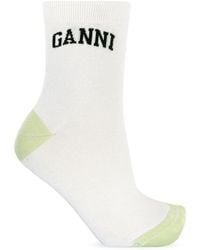 Ganni - Socks With Logo, - Lyst