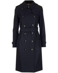 Burberry Cotton Gabardine Trench Coat - Blue
