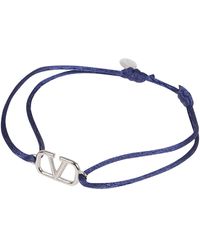 Valentino Vlogo Plaque Drawstring Bracelet - Blue