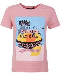 Weekend by Maxmara Logo Printed Crewneck T-shirt - Pink