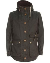 Olive Green Black Men's Game Oxford Quilted Wax Jacket 