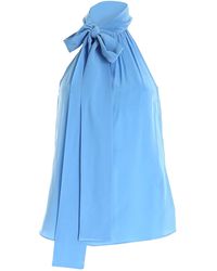 MICHAEL Michael Kors Top With High Neck And Silk Bow - Blue