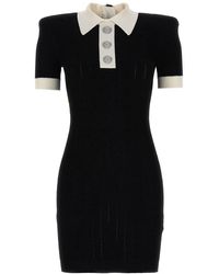 Balmain - Ribbed Cotton Polo Mini Dress - Lyst