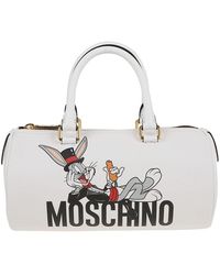 Moschino Bugs Bunny Printed Zipped Tote Bag - White
