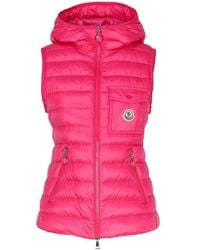 Moncler - Logo Patch Zip-up Hooded Down Gilet - Lyst