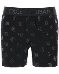 Dolce & Gabbana - Long Underwear Trunks With All Over Logo - Lyst