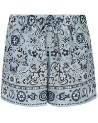 Tory Burch - Printed Linen Camp Shorts - Lyst