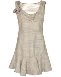 Alessandra Rich - Prince De Galles Rose Details Mini Dress - Lyst