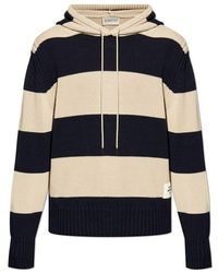 Moncler - Striped Drawstring Knitted Hoodie - Lyst
