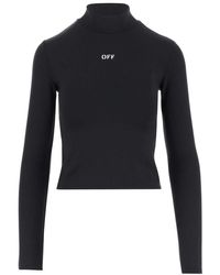 Off-White c/o Virgil Abloh - Stretch Jersey Crop Top With Logo - Lyst