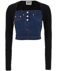 Moschino - Jeans Panelled Denim Cropped Top - Lyst