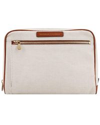 Brunello Cucinelli - Canvas And Leather Beauty Case With Logo Patch - Lyst