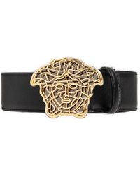Versace - Leather Belt With Decorative Buckle - Lyst