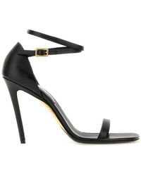 Burberry - Calf Leather Stiletto Sandals 100 - Lyst