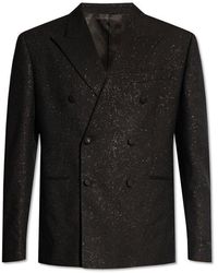 ジャケット VERSACE DOUBLE-BREASTED VERSACE ALLOVER JACQUARD WOOL JACKET Versace Allover Jacquard Single-breasted Blazer in Black for
