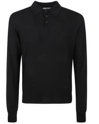 Lanvin - Long-sleeved Plain Polo Shirt - Lyst