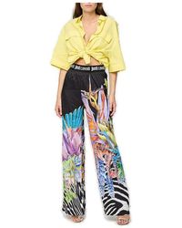 Just Cavalli - Floral Printed Straight-Leg Trousers - Lyst