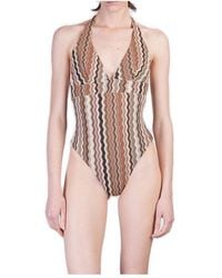 Mc2 Saint Barth - Marylin Raschel Chevron One-Piece Swimsuit - Lyst