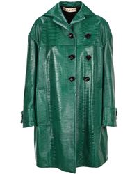 Marni Crocodile-effect Duster Coat - Green