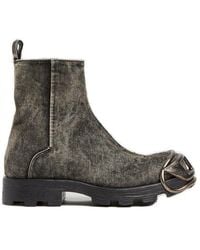 DIESEL - D-hammer-denim Chelsea Boots With Oval D Toe Caps - Lyst