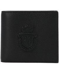 Billionaire Crest Logo Embossed Wallet - Black