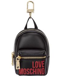 Love Moschino Logo Printed Zipped Backpack Purse - Black