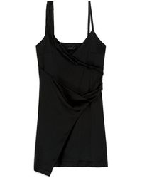 Atlein - V-neck Asymmetric Satin Mini Dress - Lyst