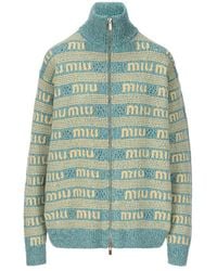 Miu Miu - Long-sleeved Zipped Cardigan - Lyst