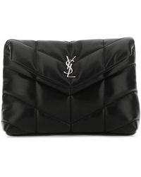 Saint Laurent Black Nappa Leather Small Lou Puffer Pouch